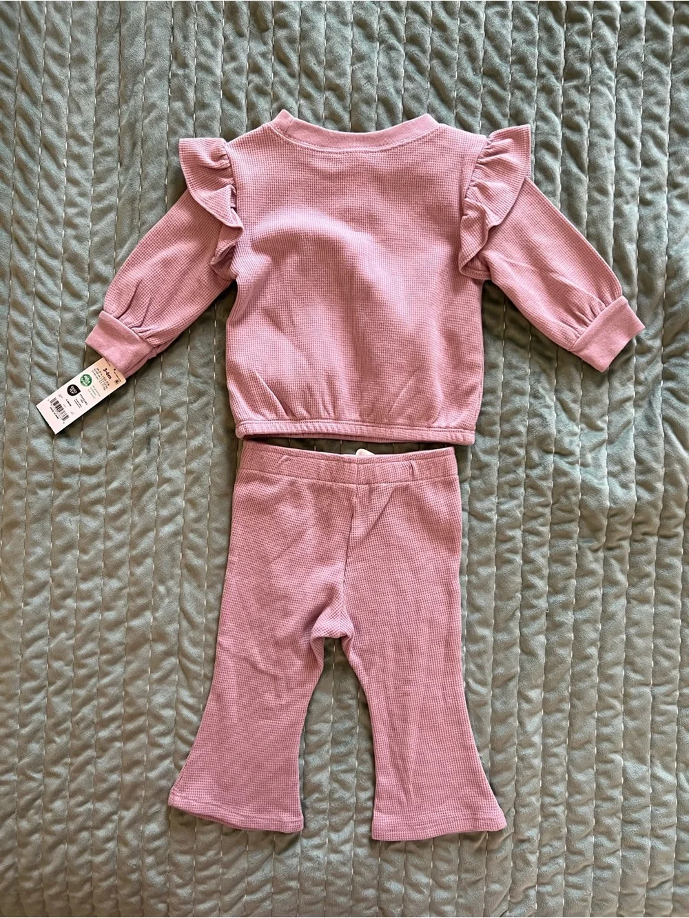Carter's Little Love Mauve Ribbed Ruffle Two-Piece Set - Kids